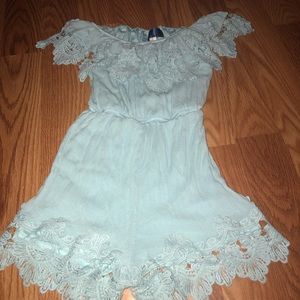Baby blue off the shoulder romper